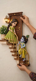 Divine Radha Krishna Stairway to Love - 3D Wall Art